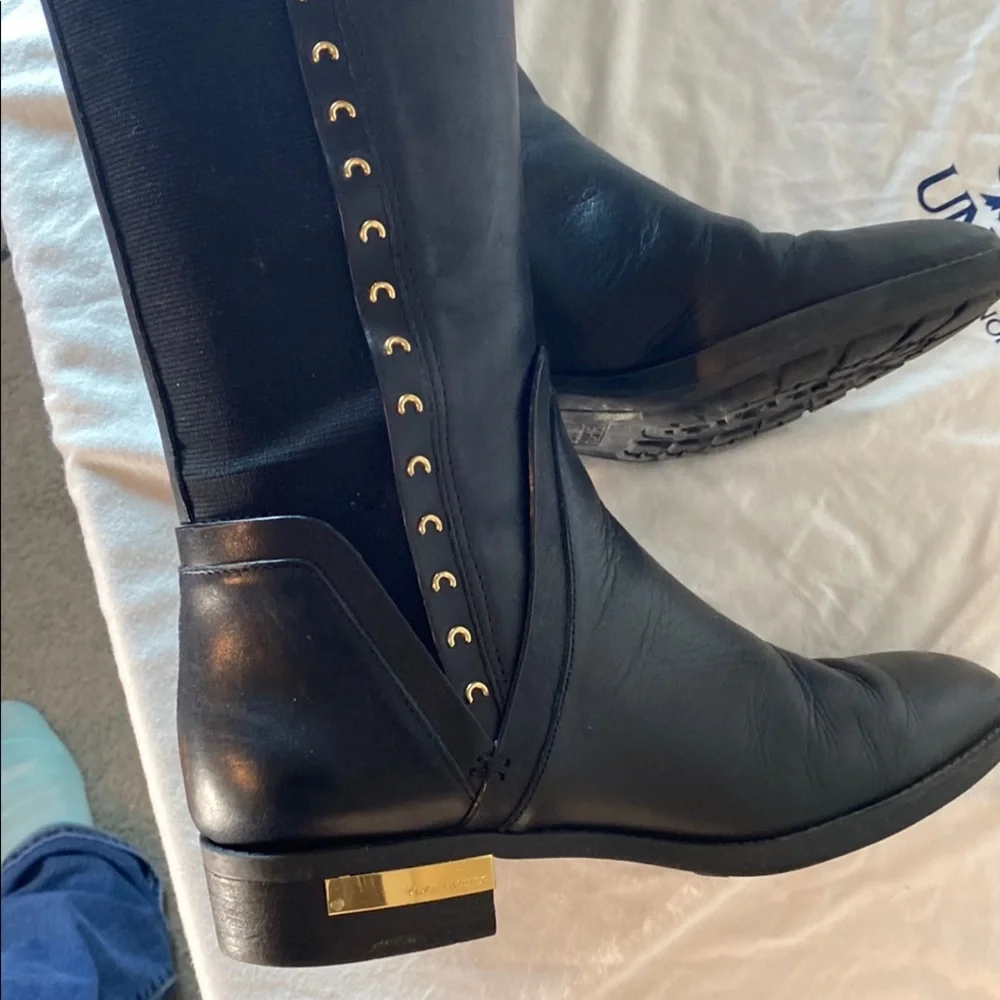 Vince Camuto Paterra Black Fashion Rounded Toe Riding Studded Knee Boots